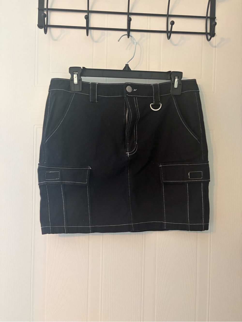 SO Black Mini Skirt with White Contrast Stitching